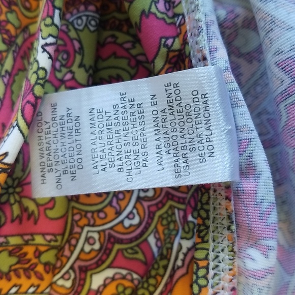 Tommy Bahama Womens One Piece Swimsuit Colorful Pin Orange Green Print Size 16 - Picture 12 of 12